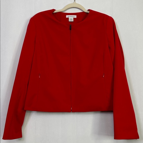 Liz Claiborne Jackets & Blazers - Liz Claiborne Blazer Red Zip Up Pockets Business Professional Casual Jacket